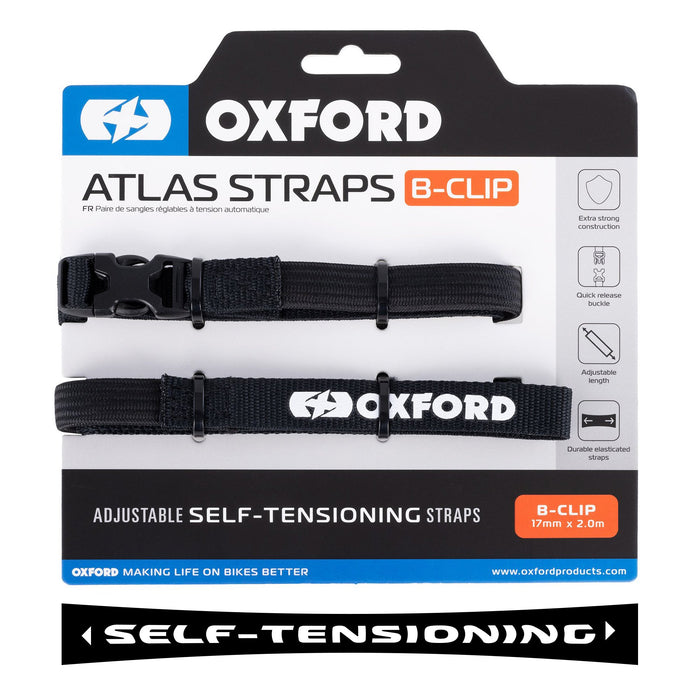 Oxford Atlas B-Clip 17mm x 2.0M Black (Pair) OX315