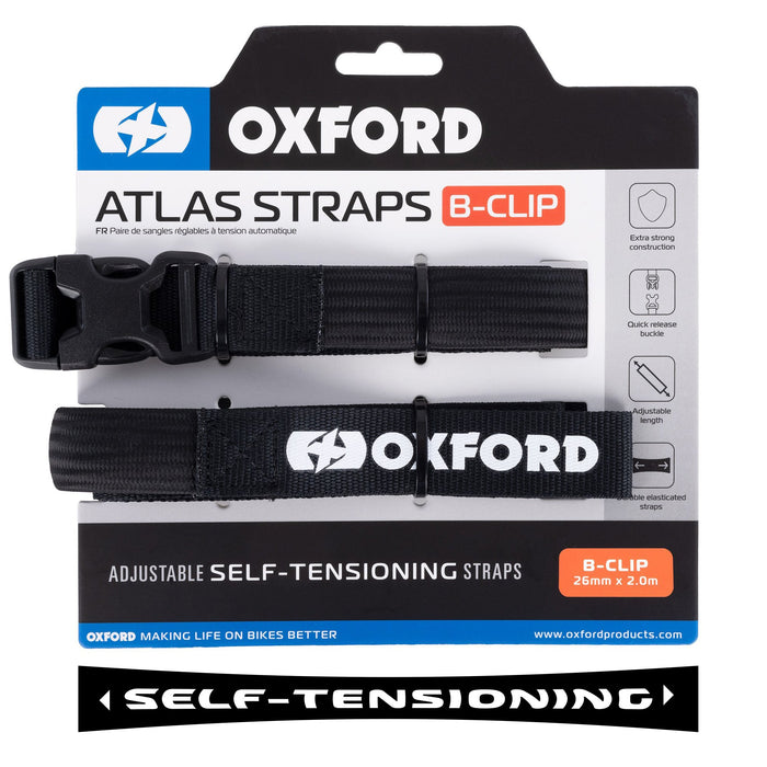 Oxford Atlas B-Clip 26mm x 2.0M Black (Pair) - OX321