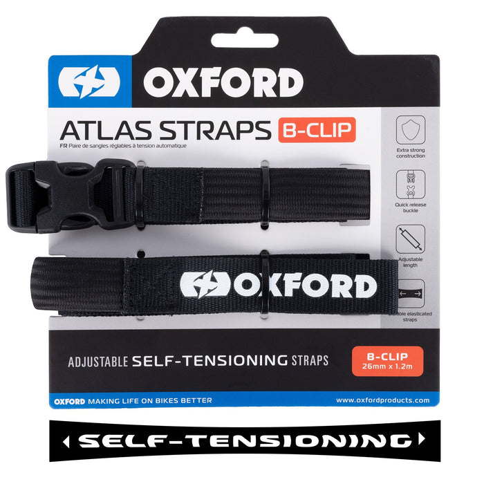 Oxford Atlas B-Clip 26mm x 1.2M Black (Pair) - OX318